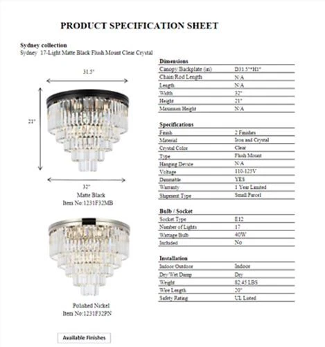 Large Polished Nickel Flush Mount Crystal Light Silver Shade Dining Room Fixture - Picture 9 of 9