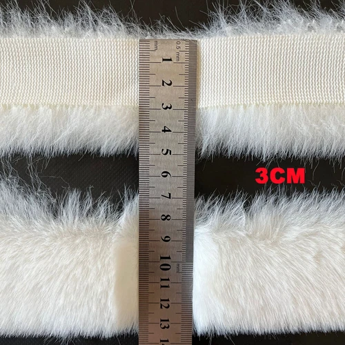 2Meter Faux Rabbit Fur White Strips Ribbon Edge Trim Sewing Clothing Cuffs Craft - Picture 15 of 24