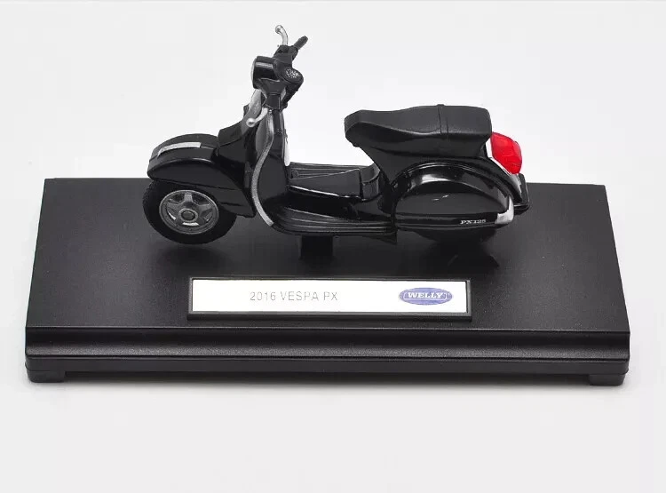 Welly 1/18 Vespa PX 2016 Moto Diecast Scooter Bicicleta Modelo Juguete CAJA Negra Nueva Foto 2 de 4