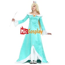 Women Princess Cosplay Costume Dress Halloween Set with Crown Earrings