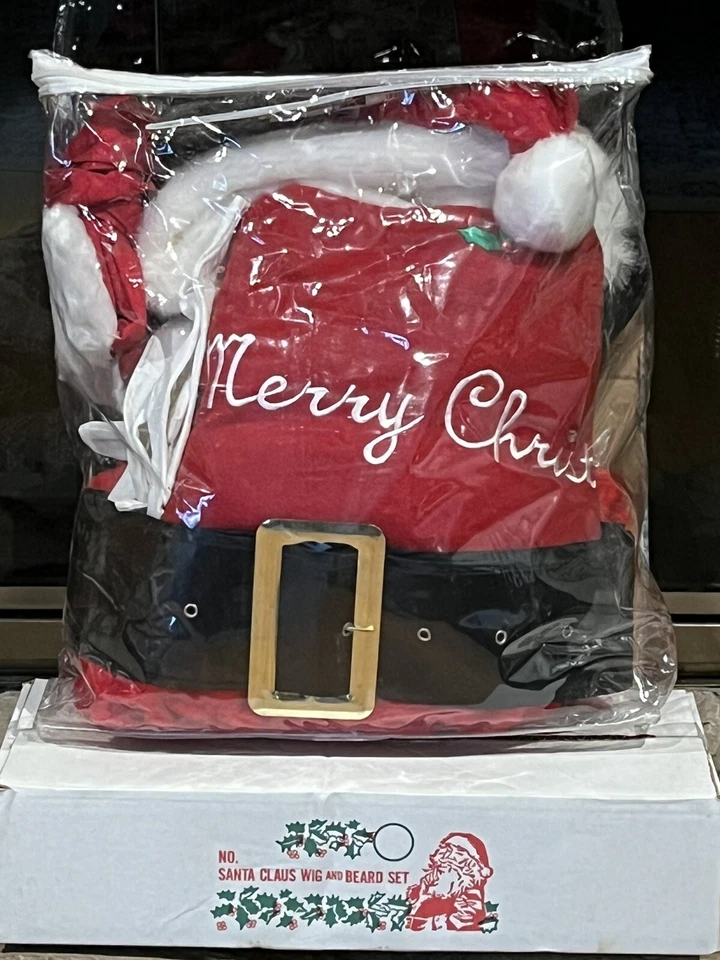 Fur Plush Professional Santa Suit Toy Bag Apron Boots Belt Glove (No Beard Wig) - Image 2 of 4