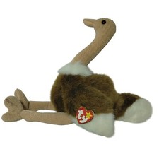 Ty Beanie Buddy Ostrich Plush Stuffed Animal Toy Brown White 14 inch Ty Beanie Buddy Ostrich Plush Stuffed Animal Toy Brown White 14 inch - Image 1