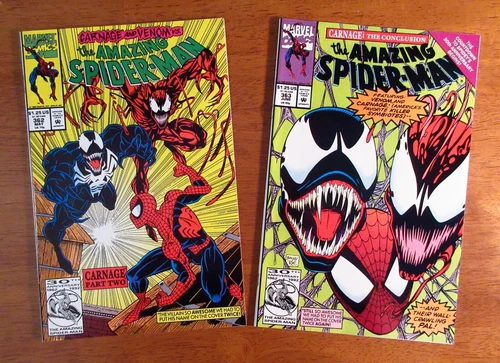 Lot of *2 Carnage Keys* AMAZING SPIDER-MAN! #362, 363 (VF/VF+ or VF+) White Pgs!