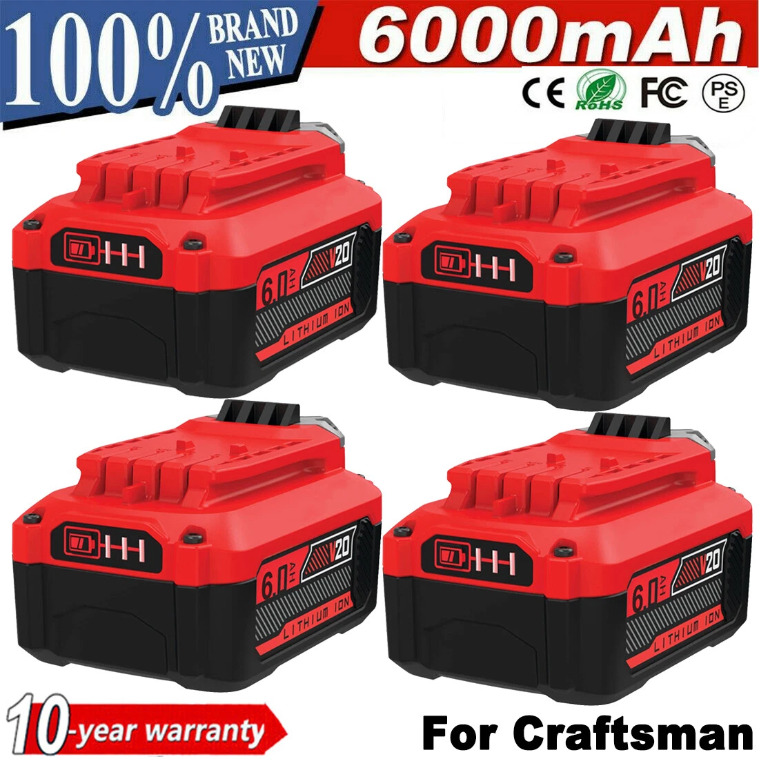 20 Volt Max 6.0Ah For Craftsman V20 Lithium Ion Battery CMCB206