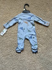 Carter's Baby Boy Newborn Pajama sleeper NWT Blue Dinosaur zip