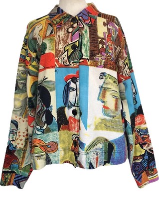 Kaktus Sz XL Art-to-Wear Picasso Cubist Portraits Women Funky 