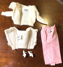 Original Vintage Barbie Doll 1960s Clothes Sweater Outfit w/Shoes