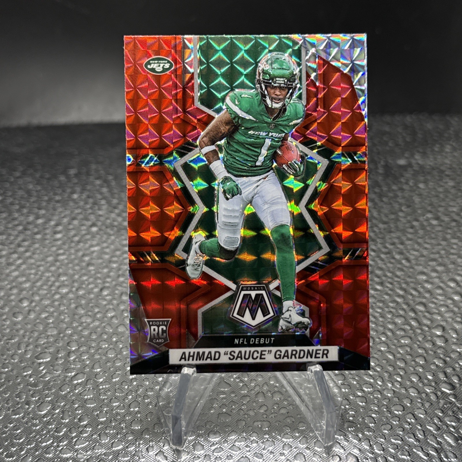 2022 Panini Mosaic Ahmad “Sauce” Gardner Red NFL Debut Rookie RC #289