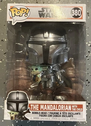 Funko Pop! Star Wars #380 The Mandalorian with The Child 10-inch bobble-head.