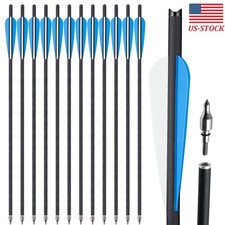 12/24pcs 20 inch Hunting Crossbow Bolts Half Moon Nocks OD 8.8mm Carbon Arrows