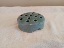 Vintage Weller Style 3 3/4" Green 13 Hole Flower Frog