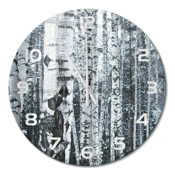 Runde Glas-Wanduhr Aus GehäRtetem Glas Runde Wanduhr Birken WeißE Zeiger Fi60 Cm-image