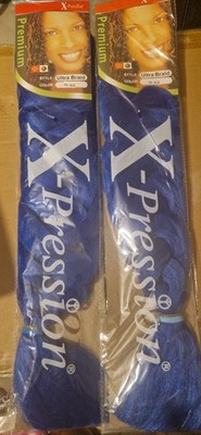 2x Pack Blue  auburn X-Pression Ultra Braid for sleek, stylish, lasting looks