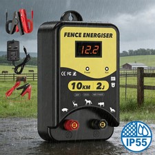 10km Electric Fence Energiser Controller  Range 12V/230V Horse Shepherd Fencing