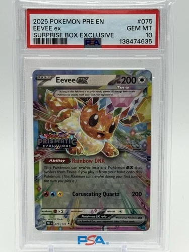 2025 Pokemon PRE EN Stamped #075 Eevee ex Surprise Box Exclusive PSA 10 #075