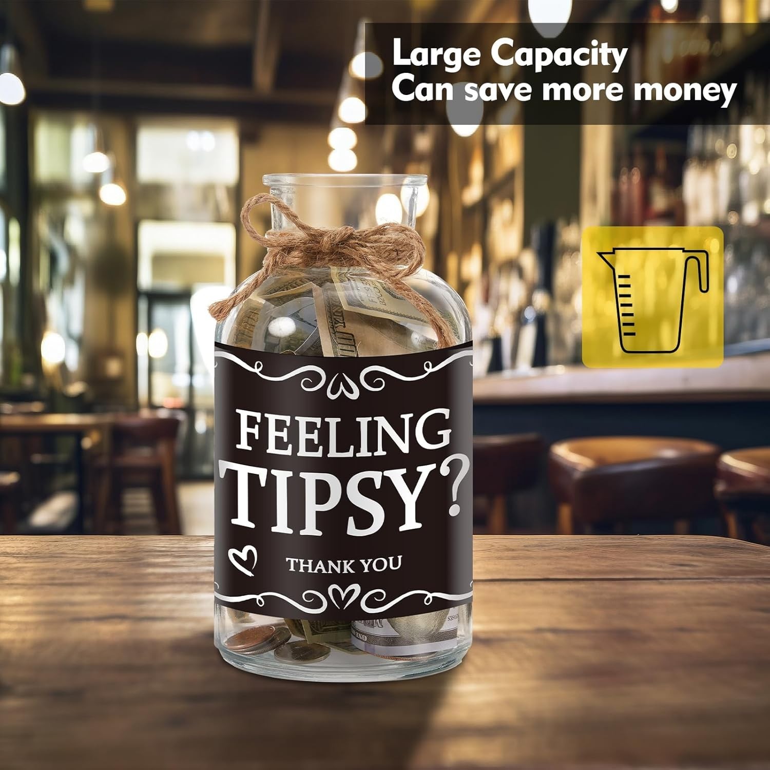 New Glass Tips Jar Tip Box Bartender Bars Money Container Bucket For ...