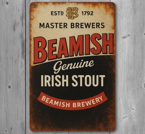 Beamish Genuine Irish Stout Beer 8 x 12 Vintage Novelty Metal Sign Made In USA