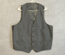 Vest Mens 46 Gray Suit Waistcoat Five Button Adjustable Back Formal Dress Groom