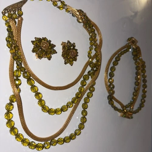 Vintage Estate Costume Jewelry Set, 3 Piece, High Quality