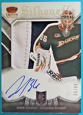 2013-14 John Gibson Panini Crown Royal Silhouette RPA Rookie Auto Patch RC 55/99