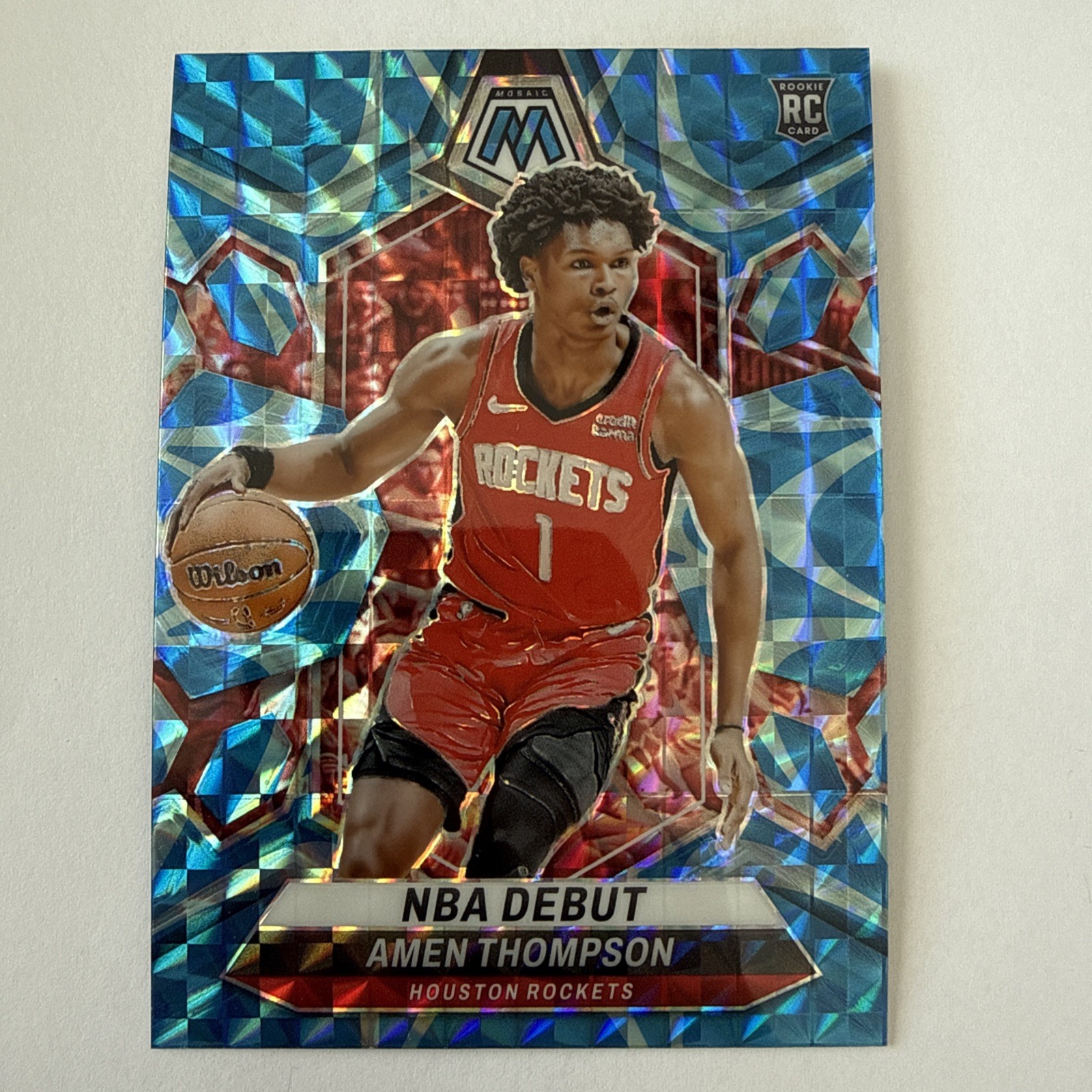 2023-24 Panini Mosaic Amen Thompson Blue Reactive NBA Debut #269 Rockets