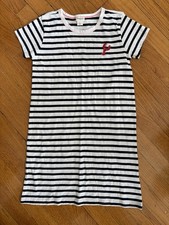 J.Crew Girls White W/ Red Lobster Striped T-Shirt Dress Size 8