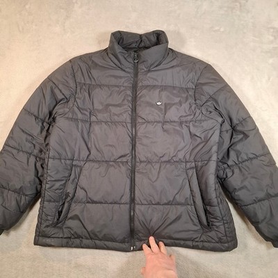 Adidas gefütterte Jacke Herren groß schwarz Primegreen gesteppt wattiert durchgehender Reißverschluss