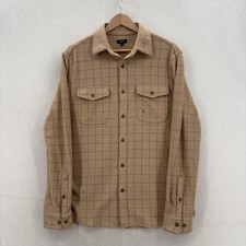 Express Shirt Mens Medium Beige Check Long Sleeve Twill Button Up Stretch NWT