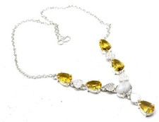 Collar de piedras preciosas de citrino amarillo plata de ley 925 joyería espiritual nuevo S-18"
