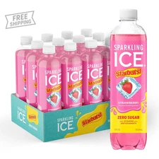 STARBURST Strawberry, Zero Sugar Flavored Sparkling Water, with Vitamins and An