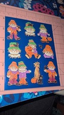 Vintage Gibson Stickers Scarecrows Crow Black Cat Halloween Fall 1 Sheet