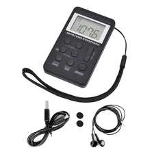 Portable AM/FM Pocket Radio Mini Walkman LCD Screen with Earphone For Sporting