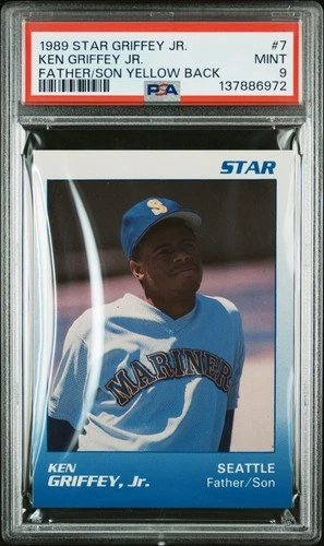 1989 Star Co Ken Griffey Jr #7 Yellow Back PSA 9 Blue White RC