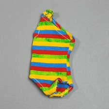 Vintage Barbie Striped One Piece Bathing Suit One Shoulder Colorful Retro Style