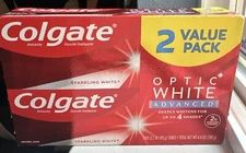 COLGATE Optic White Advanced Sparkling White Tooth Paste 2 Count (Pack of 1)