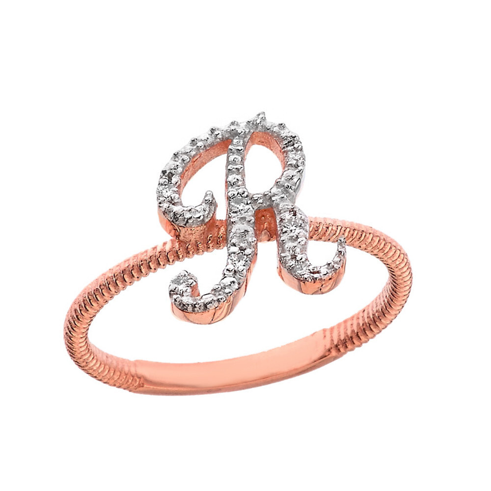 Solid Rose Gold Script Initial 