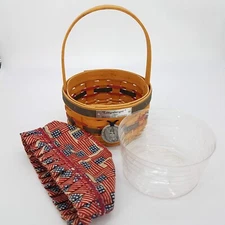 Longaberger 1997 Inaugural Basket Set Liner~Protector~Tie On AMERICANA FLAG USA