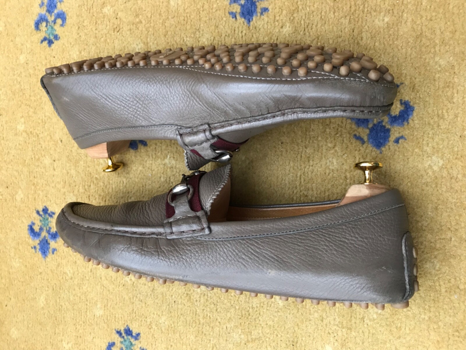 Gucci Shoes Leather Loafers Horsebit US 13 UK 12.5 46.5  Grey Red