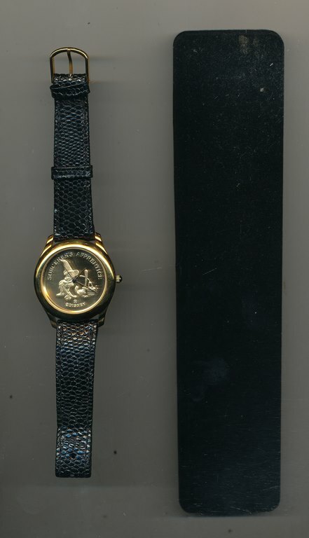 DISNEYANA-Watch-RARITIES INC.-Fantasia 50th Ann. Coin Watch-22K gold-1990