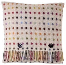 Cushion Merino Lambswool 40x40cm Feather Filled- Bronte by Moon Multi Spot Beige