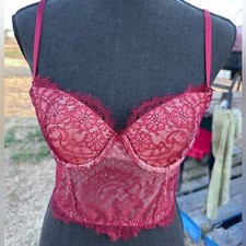 NEW VICTORIA SECRET 34B WOMENS Elegant Lace CORSET in Burgundy
