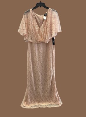 LULU'S SZ XL Bliss Delight Blush Pink Lace Flutter Sleeve Maxi Dress Mermaid