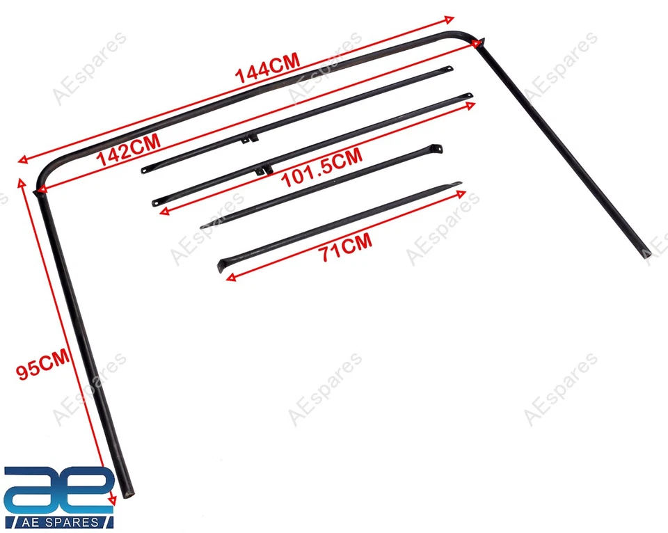 Canvas Half Cabin Soft Top Tan Color With Frame For Willys Jeeps CJ2A CJ3A S2u - Image 2 of 4