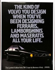 Volvo 780 Coupe Vintage Print Ad "Designed By Bertone Of Italy"