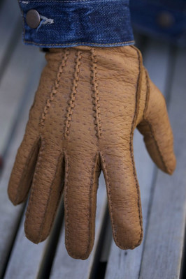 Peccary Leather Gloves Black brown cognac Winter Gloves Hand