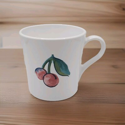 CORNING CORELLE Ware Fruit Basket Coffee Tea Cup Mug  Cherry & Apple Double Side