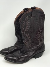 Nocona Cowboy Boots Mens 10D Western Leather Brown Chestnut Embroidered USA Made