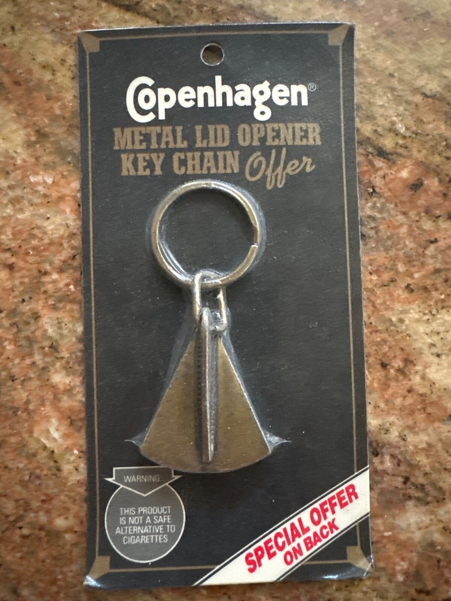 Vintage Copenhagen Metal Lid Can Opener Keychain Offer 1992 U.S.