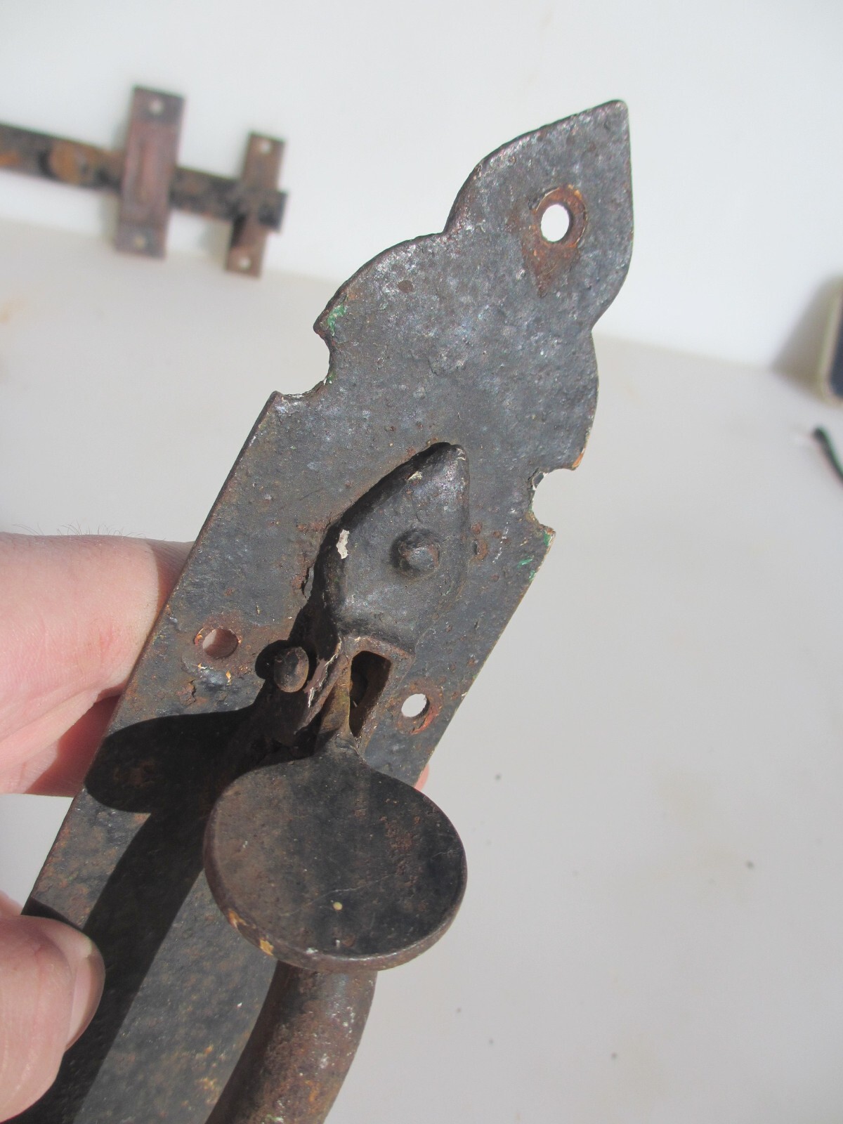 Antique Iron Door Latch Lock Catch Old Gate WC Barn Keep Vintage 9"W