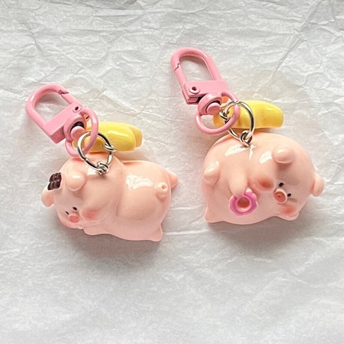 Cartoon 3D Pink Pig Keychain Star Buckle Keyring Car Pendant Backpack Decor Gift - Picture 8 of 16